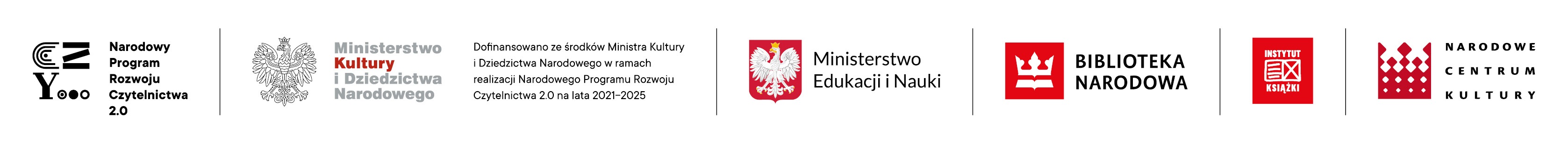 Logotypy operatorów Narodowego Programu Rozwoju Czytania.